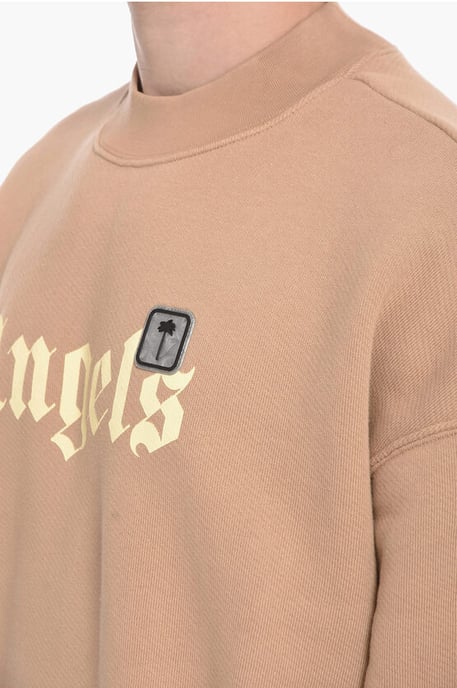 PXP PALM geborsteld katoenen sweatshirt met ronde hals in beige - Image 3