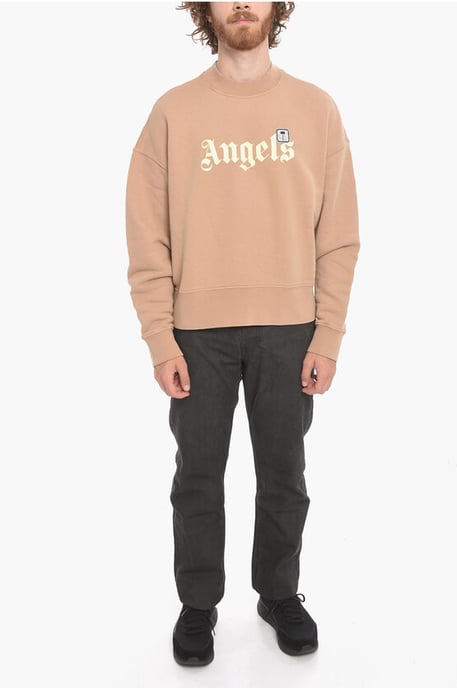 PXP PALM geborsteld katoenen sweatshirt met ronde hals in beige - Image 4