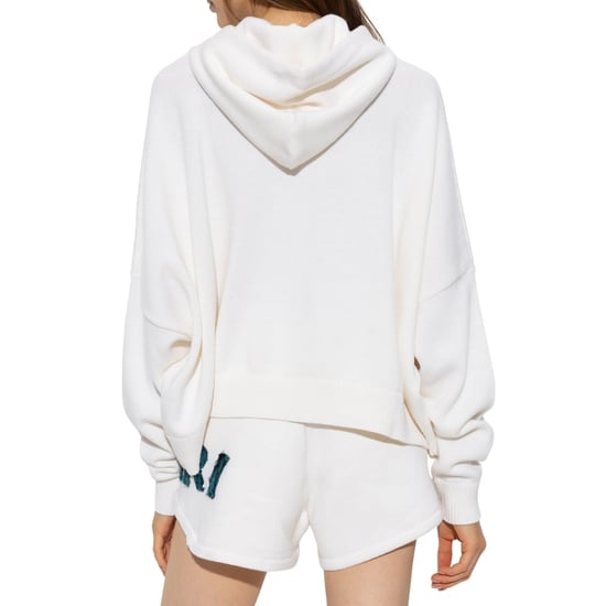 Amiri Leopard MA Bar Logo Witte gebreide hoodie - Image 2