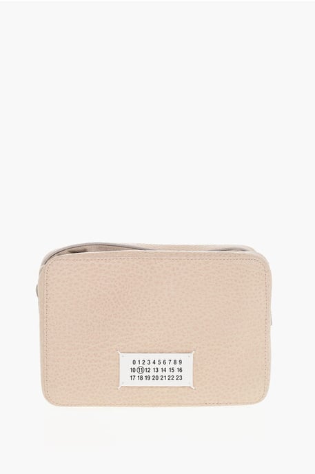 MM11 Gestructureerde leren 5A crossbodytas met canvasdetail in roze - Image 1