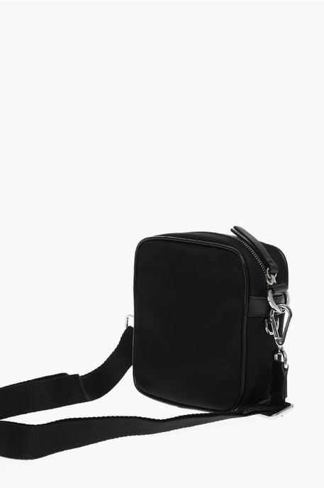 Nylon BEARBRICK crossbodytas met leren afwerking in zwart - Image 2