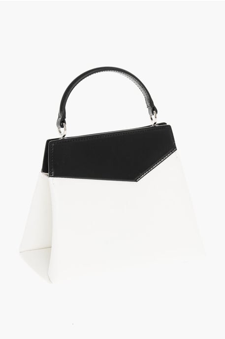 Tweekleurige leren SNATCHED crossbodytas in zwart en wit - Image 2