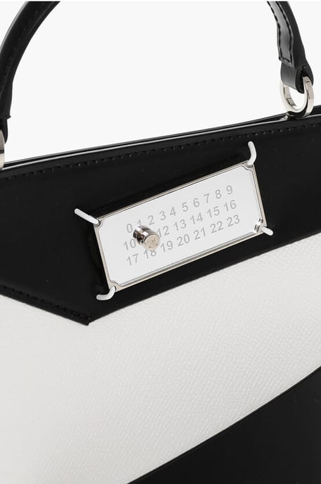 Tweekleurige leren SNATCHED crossbodytas in zwart en wit - Image 3