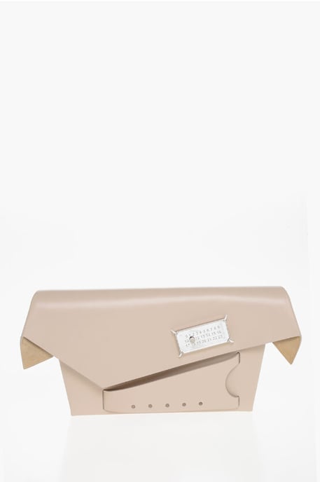 MM11 Saffiano leren SNATCHED clutch met clipsluiting in roze - Image 1
