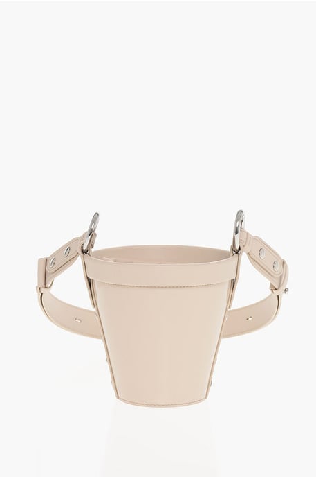 Leren bucketbag met verstelbare schouderband in roze - Image 1