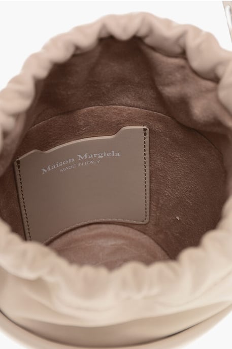 Leren bucketbag met verstelbare schouderband in roze - Image 4