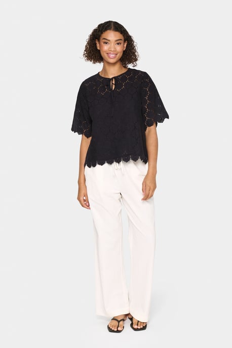 Blouse met korte mouwen Loose fit black - Image 1