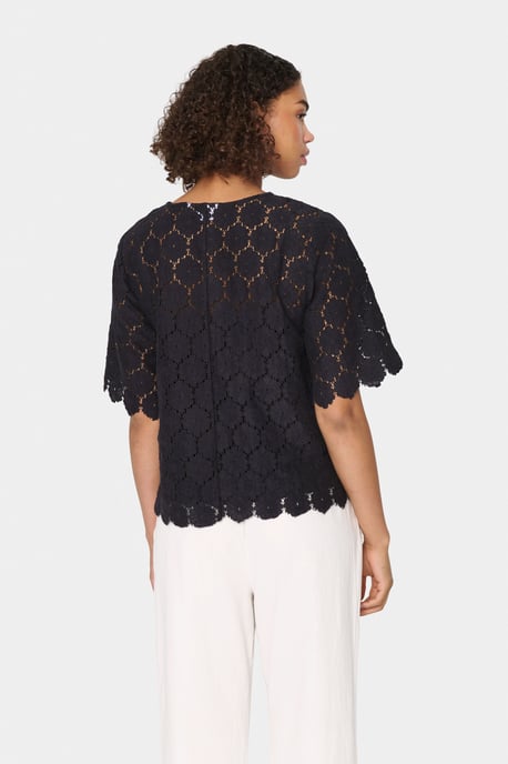 Blouse met korte mouwen Loose fit black - Image 3