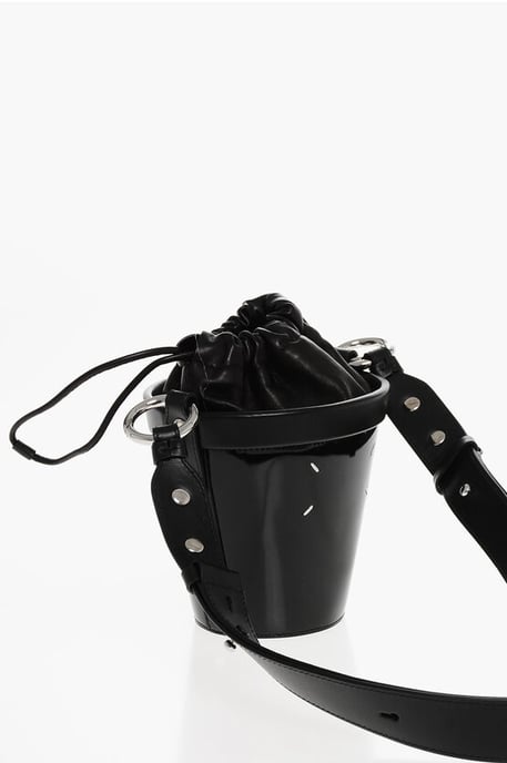 Zwarte leren bucketbag met verstelbare schouderband - Image 2