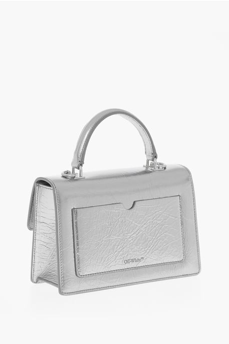 Handtas van metallic leer met afneembare schouderband in zilver - Image 2