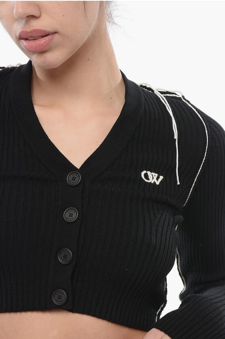 Cropped Cardigan met contrasterende naden in zwart - Image 2