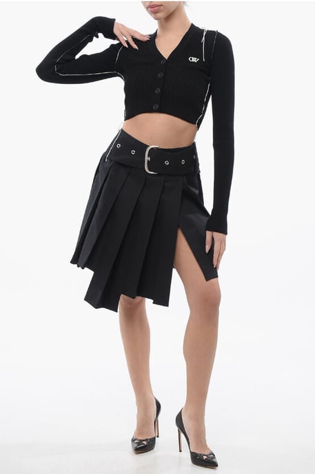 Cropped Cardigan met contrasterende naden in zwart - Image 3