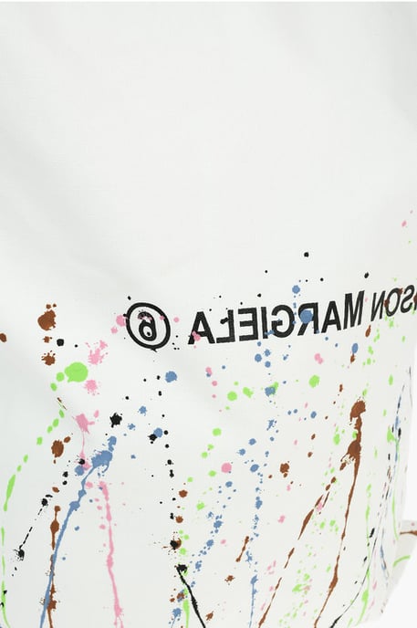 MM6 Canvas Maxi Tote Bag met PAINT-SPLATTER Print en Logo in Wit - Image 4
