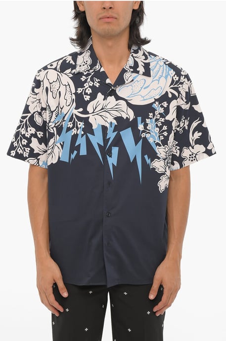 Kort mouwloos HAWAIIAN BOLTS-overhemd in blauw - Image 1
