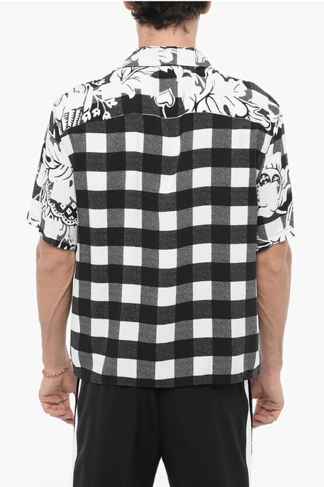 Dubbel geruit boxy fit overhemd in zwart en wit - Image 2