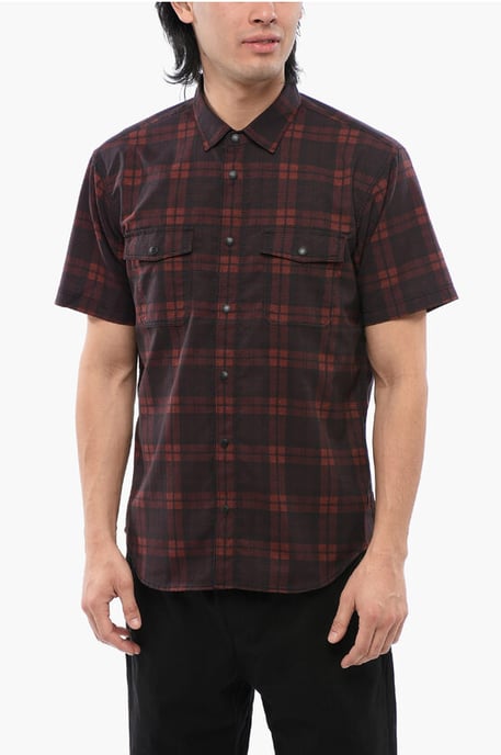Geruit MESH-overhemd met korte mouwen in rood - Image 1