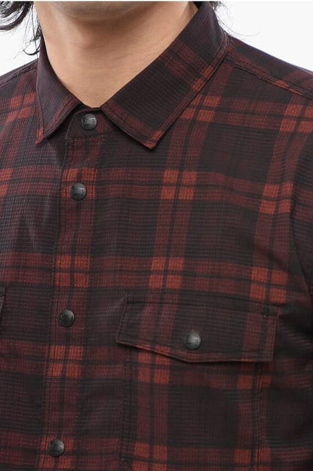 Geruit MESH-overhemd met korte mouwen in rood - Image 3