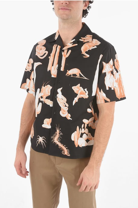 Kort mouwen BURNING MAN Camp Collar Shirt in Zwart - Image 1