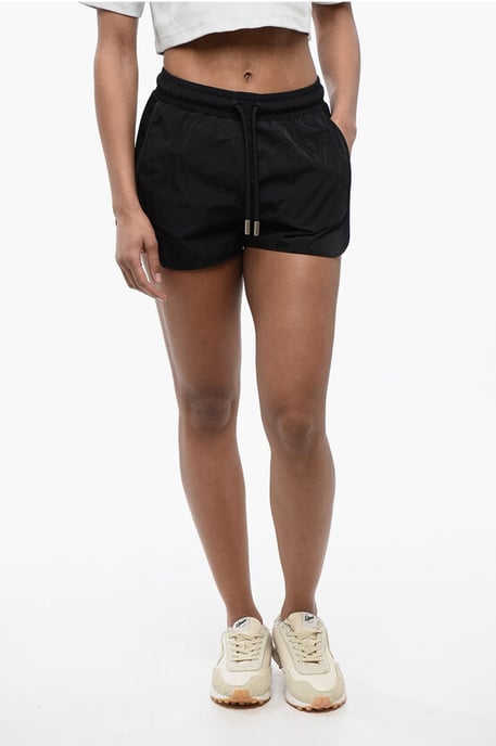 Nylon CRISPY Shorts met Mesh Zijband in Zwart - Image 1