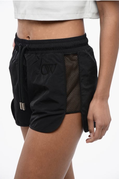 Nylon CRISPY Shorts met Mesh Zijband in Zwart - Image 3