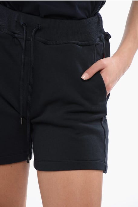 Geborstelde katoenen shorts met geborduurd logo in blauw - Image 3