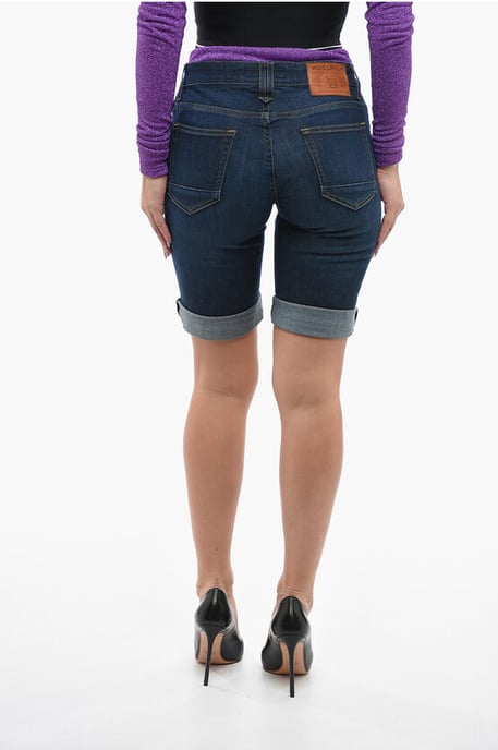 5-pocket stretch denim shorts in blauw - Image 2