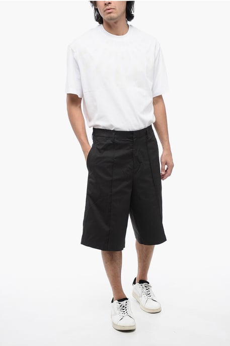 Zwarte shorts van katoenmix met meerdere zakken en riemlussen - Image 3