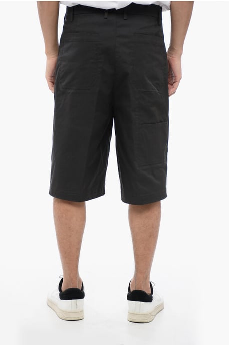 Zwarte shorts van katoenmix met meerdere zakken en riemlussen - Image 4