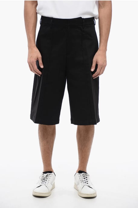 Stretchkatoenen chinoshorts met riemlussen in zwart - Image 1