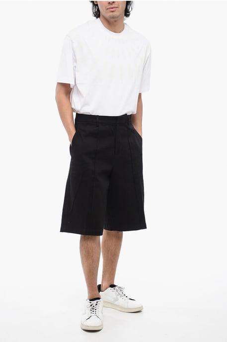Stretchkatoenen chinoshorts met riemlussen in zwart - Image 3