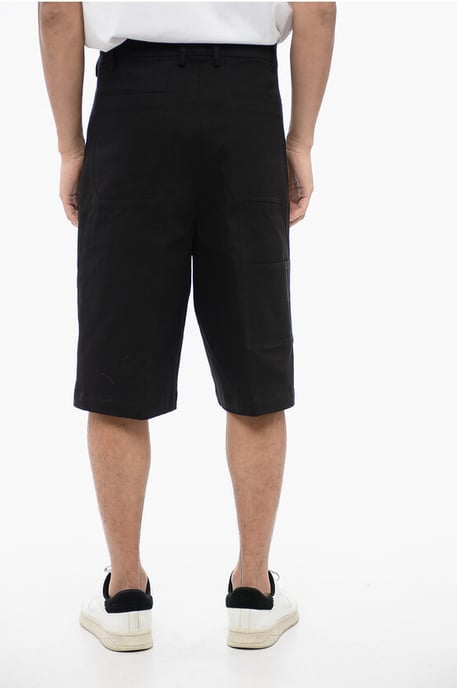 Stretchkatoenen chinoshorts met riemlussen in zwart - Image 4