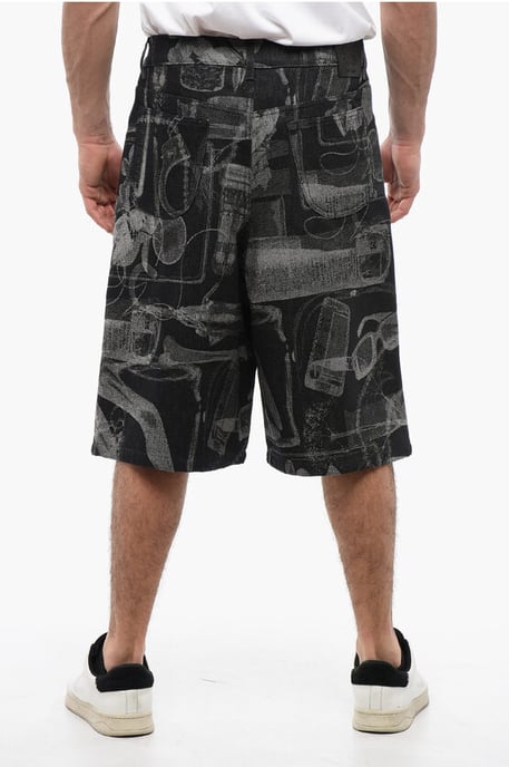 Hoge taille jacquard XRAY denim shorts in grijs - Image 2