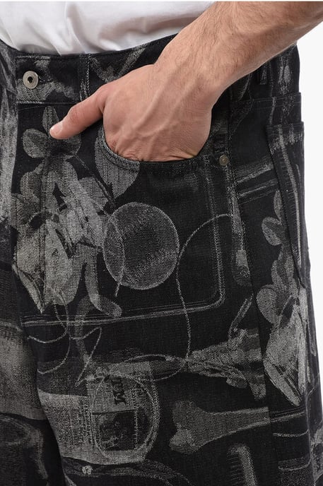 Hoge taille jacquard XRAY denim shorts in grijs - Image 3