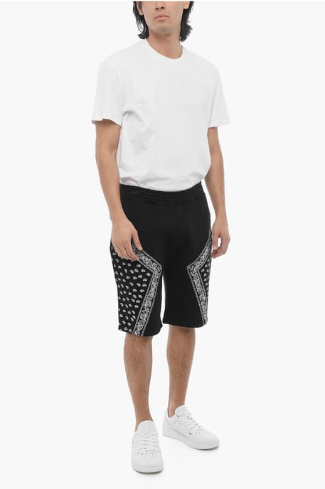Neoprene MODERNIST Bermuda Shorts met Bandana Motief Details in Zwart - Image 4