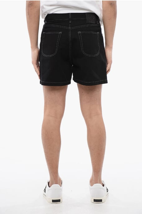 Donker gewassen shorts met logoborduursel in zwart - Image 2
