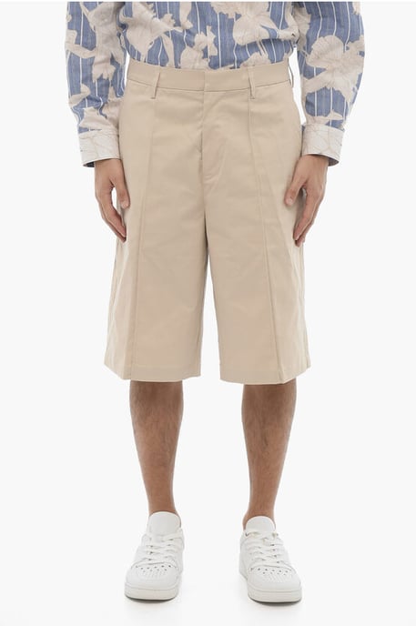 Effen rechte Bermuda in beige - Image 1