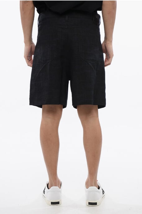 Geborduurde 90SLOGO linnen shorts in blauw - Image 2