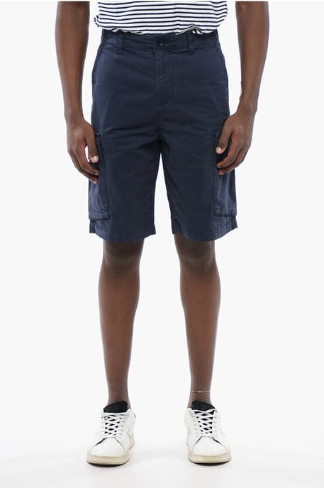 Katoenen cargoshorts met riemlussen in blauw - Image 1