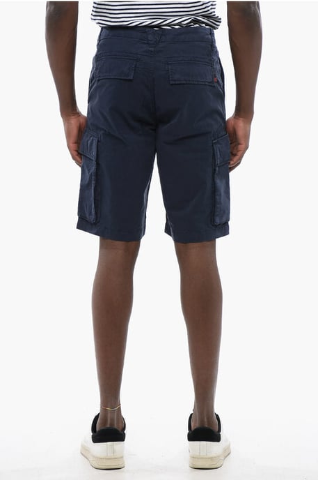 Katoenen cargoshorts met riemlussen in blauw - Image 2