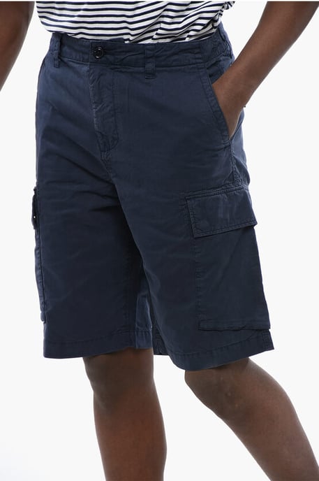 Katoenen cargoshorts met riemlussen in blauw - Image 3