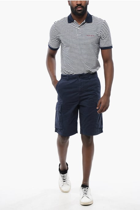 Katoenen cargoshorts met riemlussen in blauw - Image 4