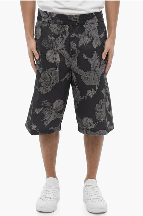 Bedrukte rechte ANEMONE Bermuda Shorts in zwart, grijs - Image 1