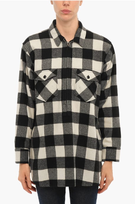 ARCHIEF Buffalo Checked POPOVER Overshirt met Dubbele Borst in Zwart & Wit - Image 1