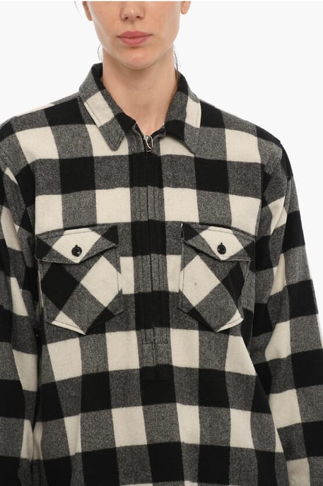 ARCHIEF Buffalo Checked POPOVER Overshirt met Dubbele Borst in Zwart & Wit - Image 3