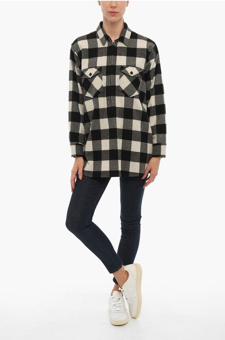 ARCHIEF Buffalo Checked POPOVER Overshirt met Dubbele Borst in Zwart & Wit - Image 4