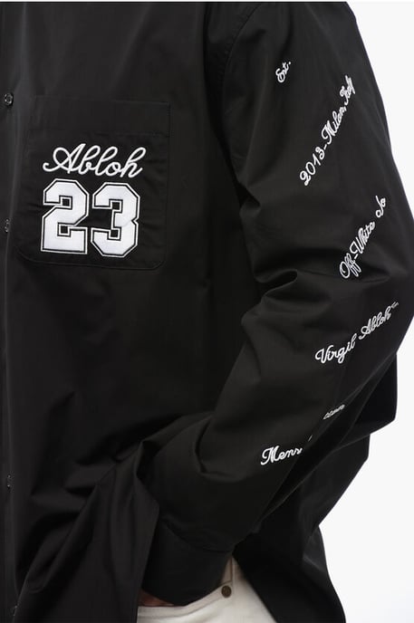 Geborduurd 23 katoenen shirt in zwart - Image 3