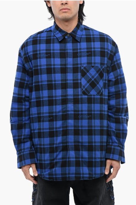Geruit gevoerd flanellen overshirt in blauw - Image 1