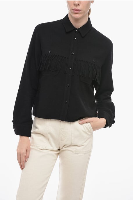 STAG OVER Shirt met franjes in zwart - Image 1