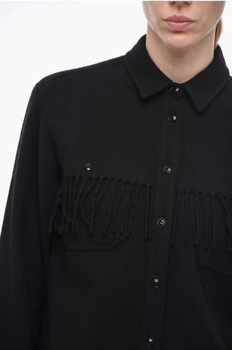 STAG OVER Shirt met franjes in zwart - Image 3