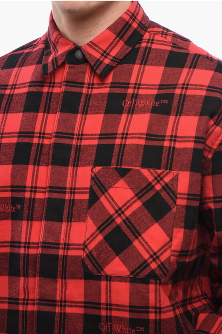Geruit gevoerd flanellen overshirt in rood - Image 3